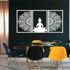 Quadro Decorativo Vazado Buddha Mandala MDF 3mm Branco