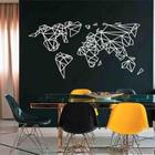 Quadro Decorativo Vazado Mapa Mundi Geométrico MDF 3mm Preto