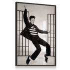 Quadro Decorativo Vidro Elvis Presley Cantor Preto e Branco Dançando 43x63 