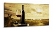 Quadro Decorativo Vinho Pôr Do Sol em Tecido Canvas 130x60