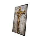 Quadro Decorativo Vinil com Vidro Cruz Jesus Gold 90x60