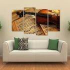 Quadro Decorativo Violino Sala Mosaico Em Tecido 4 Peças 1