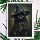 Quadro Decorativo Witchy BlackCat 24x18cm - com vidro