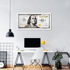 Quadro Dinheiro Nota Dólar 100x50 Caixa Branco Moldura Caixa, Branca