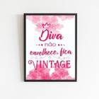 Quadro Diva Não Envelhece Fica Vintage 24X18Cm - Vidro Preta