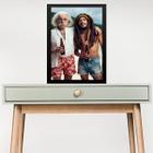 Quadro Einstein Com Bob Marley 24x18cm - com vidro
