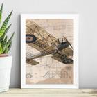 Quadro Esboço Avião Vintage 24X18Cm - Com Vidro