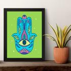 Quadro Esotérico Olho Grego e Hamsa 24x18cm - com vidro