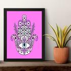 Quadro Esotérico Olho Grego e Hamsa - Lilás 45x34cm - com vidro