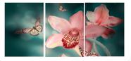 Quadro Flores Orquidea Coral 70x150 trio Atelier Valverde