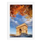 Quadro Foto Paris Arco Triunfo Flores Moldura Branca 22x32