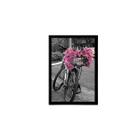 Quadro Fotografia Bicicleta Com Flores Rosas 24X18Cm