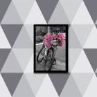 Quadro Fotografia Bicicleta com Flores Rosas 45x34cm - com vidro