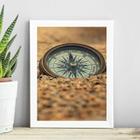 Quadro Fotografia Bússola Na Praia 33X24Cm - Com Vidro