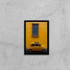 Quadro Fotografia Carro Retrô Amarelo 24x18cm - com vidro