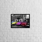 Quadro Fotografia Carros Coloridos 24x18cm - com vidro