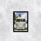 Quadro Fotografia Kombi na Praia 24x18cm - com vidro