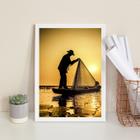 Quadro Fotografia Pescador- Por Do Sol 33X24Cm - Com Vidro