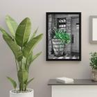 Quadro Fotografia Vaso Com Plantas 33X24 Com Vidro - Preta