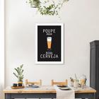 Quadro Frase Poupe Água Beba Cerveja 100x70 Filete Branco Moldura Filete, Branca