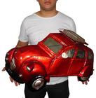 Quadro Fusca 3d Para Parede Em Metal Espelhado para Decoração Carro Vintage Vermelho