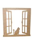 Quadro gato janela vazado mdf 3mm cru