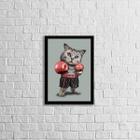 Quadro Gato Lutador de Boxe 24x18cm