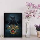 Quadro Gato Preto Com Tarot 33x24cm - com vidro