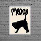 Quadro Gato Preto Meow 45X34Cm