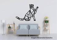 Quadro Gato Sentado Geométrico 41x29 Decorativo Vazado MDF