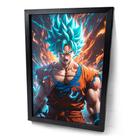 Quadro Goku Blue Dragon Ball Super Moldura Preta e Vidro