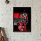 Quadro Guitarra e Carro Antigo Vermelhos 45x34cm