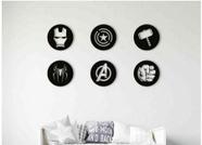 Quadro Heróis Vingadores 30cm - 6 Peças Em Mdf Laminado 3mm Preto