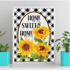 Quadro Home Sweet Home Girassóis 24X18Cm Branca