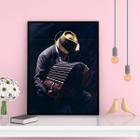 Quadro Homem Tocando Acordeon 45X34Cm - Madeira Branca