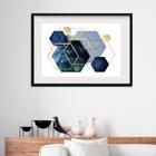 Quadro Horizontal Geométrico Azul Ouro - 60x48cm