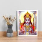 Quadro Indiano Jay Shree Ram 45x34cm - Moldura Branca - Fácil Fixação