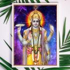 Quadro Indiano Vishnu 33x24cm com Vidro e Moldura Branca