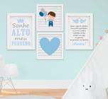 Quadro Infantil Bebê Menino Santo Anjo Sonhe Alto Kit 4 Peças