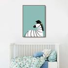 Quadro Infantil Cartoon Zebra 43x30 Filete Marrom Moldura Filete, Marrom Cafe