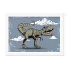 Quadro Infantil Dinossauro Azul Moldura Branca 22x32