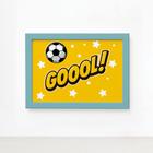 Quadro Infantil Futebol Gol Amarelo 22x32 Moldura Azul