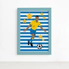 Quadro Jogador de Futebol Chute a Gol 22x32 Moldura Preta