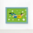 Quadro Infantil Futebol Gol Jogador Verde 22x32 Moldura ul