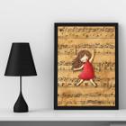 Quadro Infantil Música Menina 33x24cm Moldura Preta