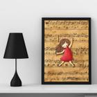 Quadro Infantil Música Menina Com Partitura 24x18cm - com vidro