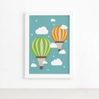 Quadro Infantil para Quarto de Bebê Balões e Nuvens 22x32cm