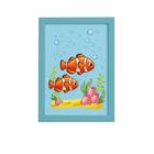 Quadro Infantil Peixes Palhaço Moldura Azul 22x32cm