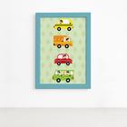 Quadro Infantil Quarto Menino Carrinhos 22x32 Moldura Azul