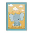 Quadro Infantil Safari Elefante Quarto Moldura ul 22x32